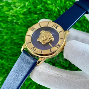 Original. Versace Women's Blue Genuine Leather Strap Watch