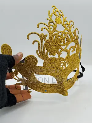 Queen Inspires Gold Women's Face Party Mask