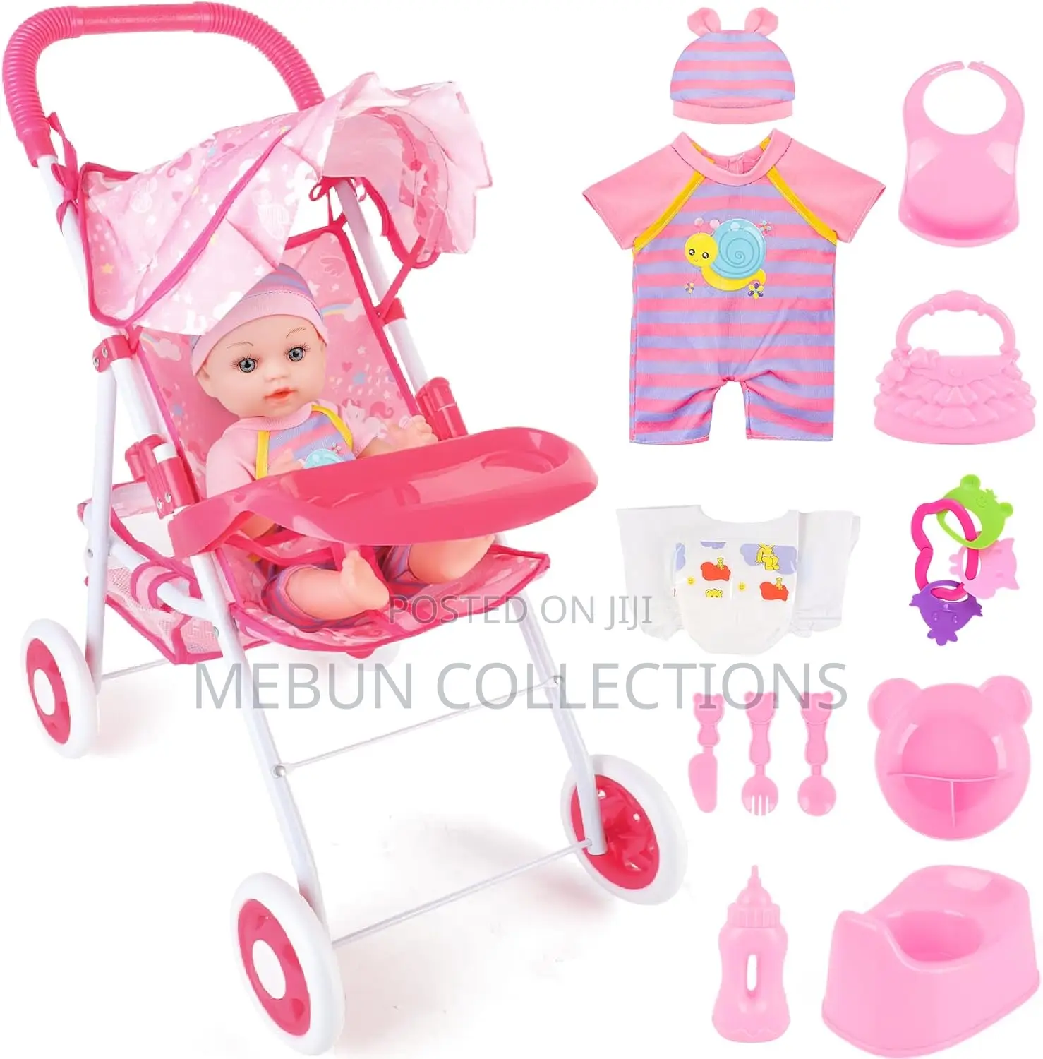 Kids Doll With Stroller and Accessories