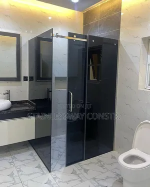 Dark Grey Glass Shower Cubicle Contemporary