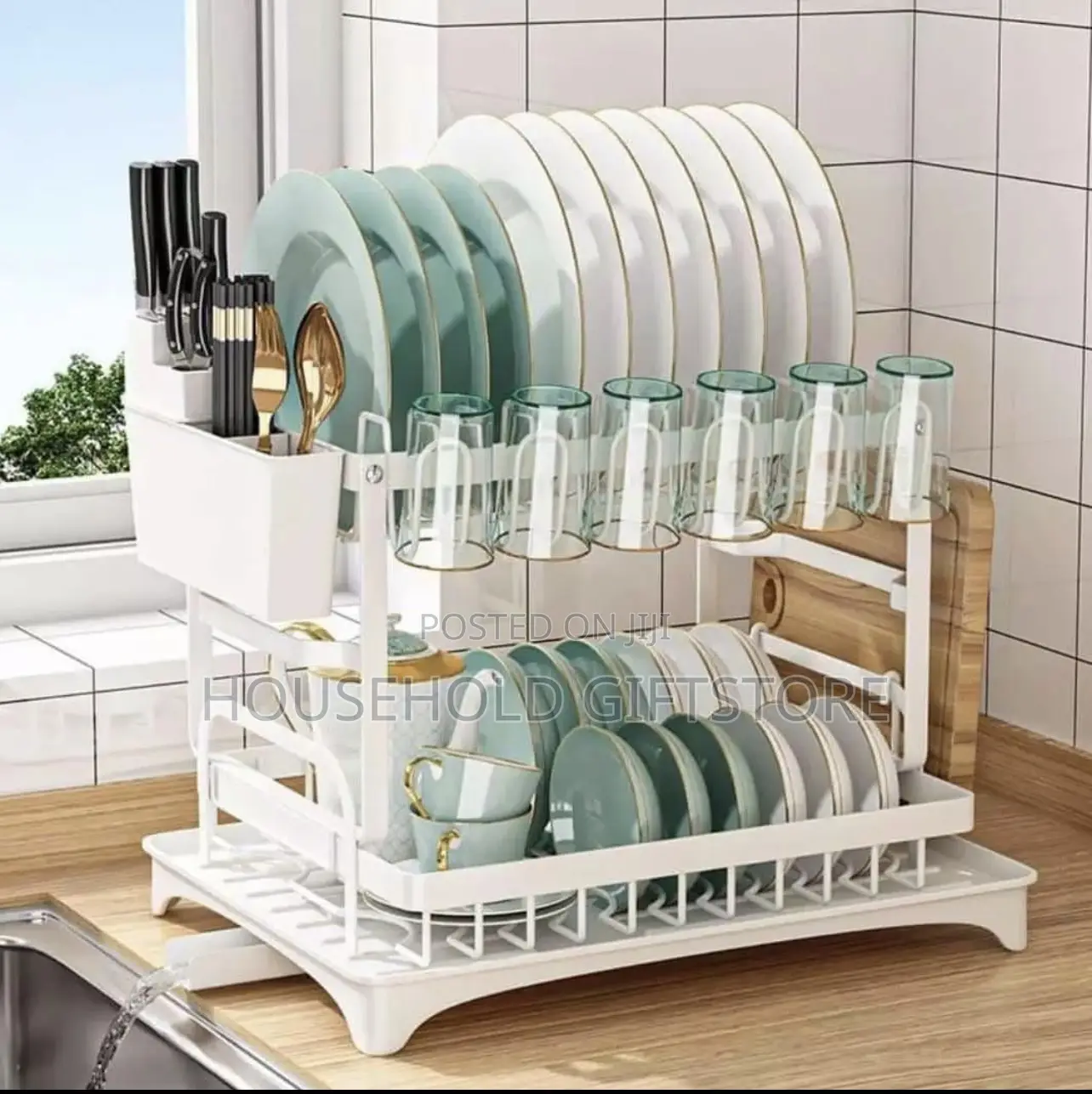 2 Layers Steel Plate Rack With Drainer