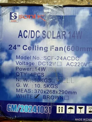 Sonik 24" Solar/Electric Ceiling Fan