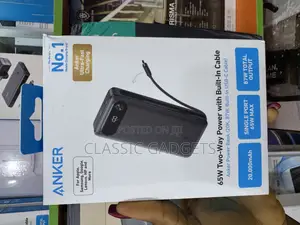 Anker 65w Two-Way 20,000 Mah Power Bank With Built in Cable