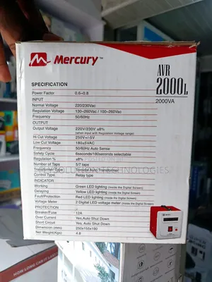 Mercury 2000va Automatic Voltage Regulator (Avr) Stabilizer