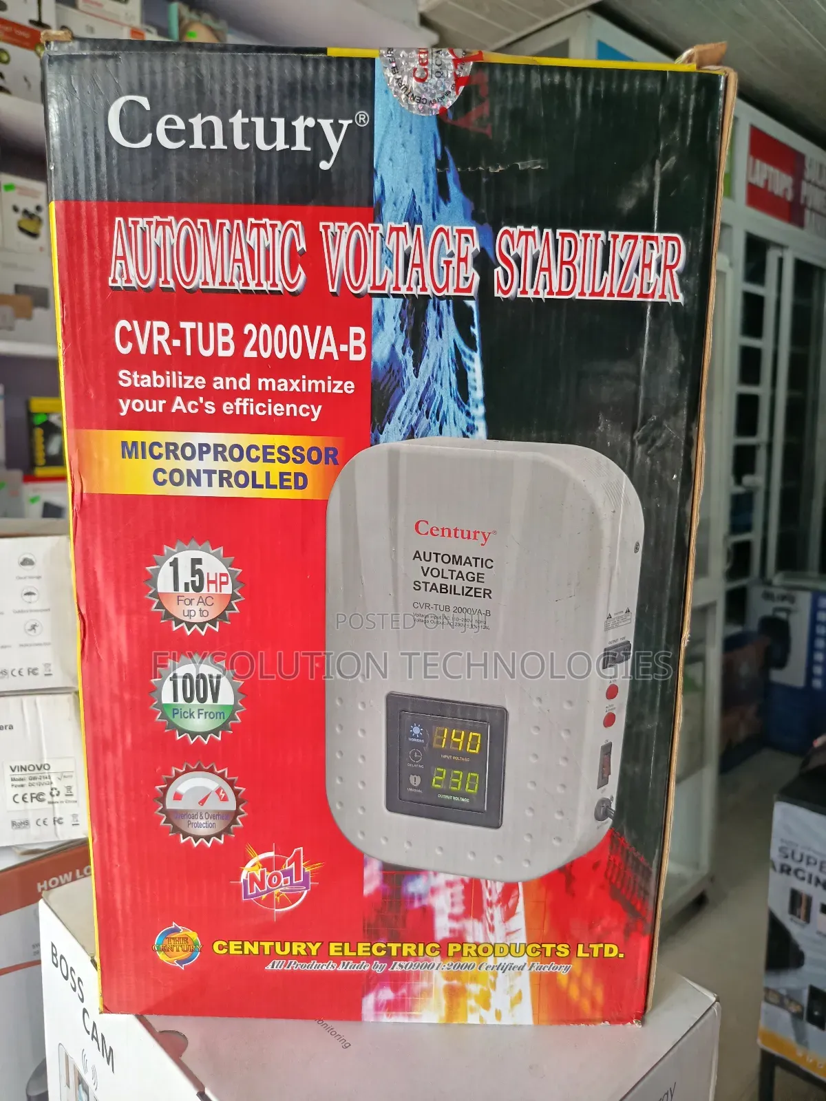 1.5hp Century Automatic Voltage Stabilizer CVR-Tub 2000va-B