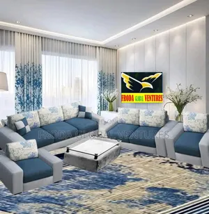 7 Seaters Sofa Chairs With Table. Quality Fabric Couch
