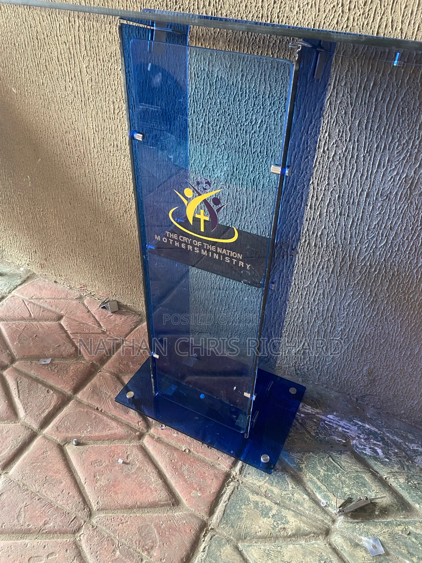 High Quality Royal Blue Glass Pulpit