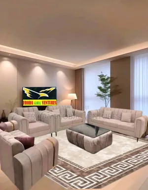 Quality Sofa Chairs With Table. Fabric 7-Seater Couch