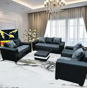 Set of 7 Seaters Couches. Black Fabric Sofa Chairs. Pblfl08