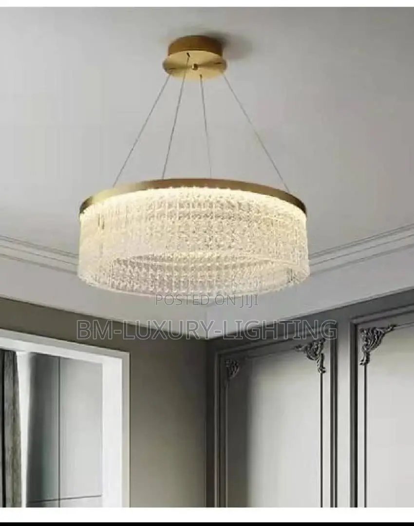 Round Crystal Copper Gold Luxury Chandelier