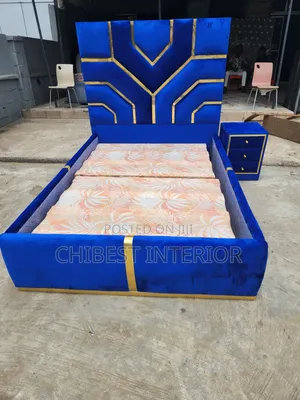 Blue Coloured Designers Padded Bed Frame