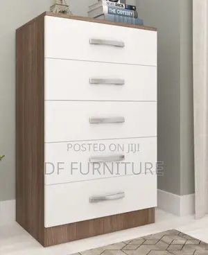 Brand New White and Brown Chest of Drawers (5 Drawers)