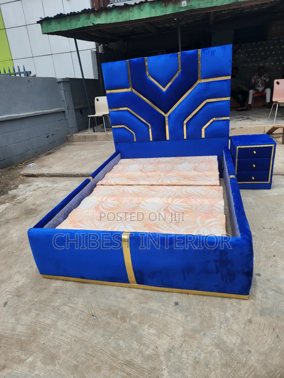 4.5by6 Bed Frame With Three Step Drawers.