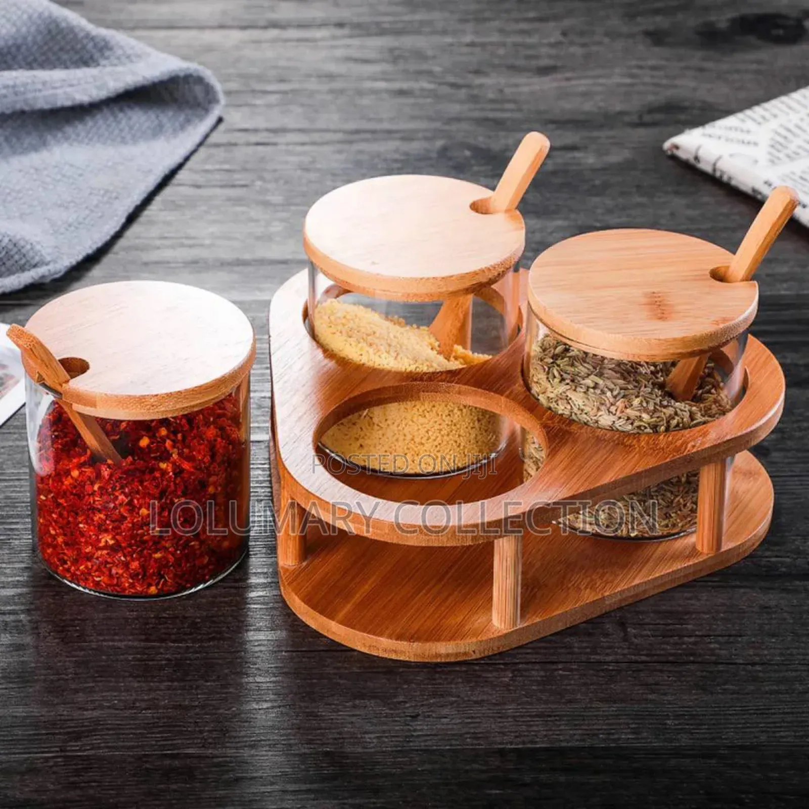 3-in-1 Spice Jar Set With Rack – Seasoning Container