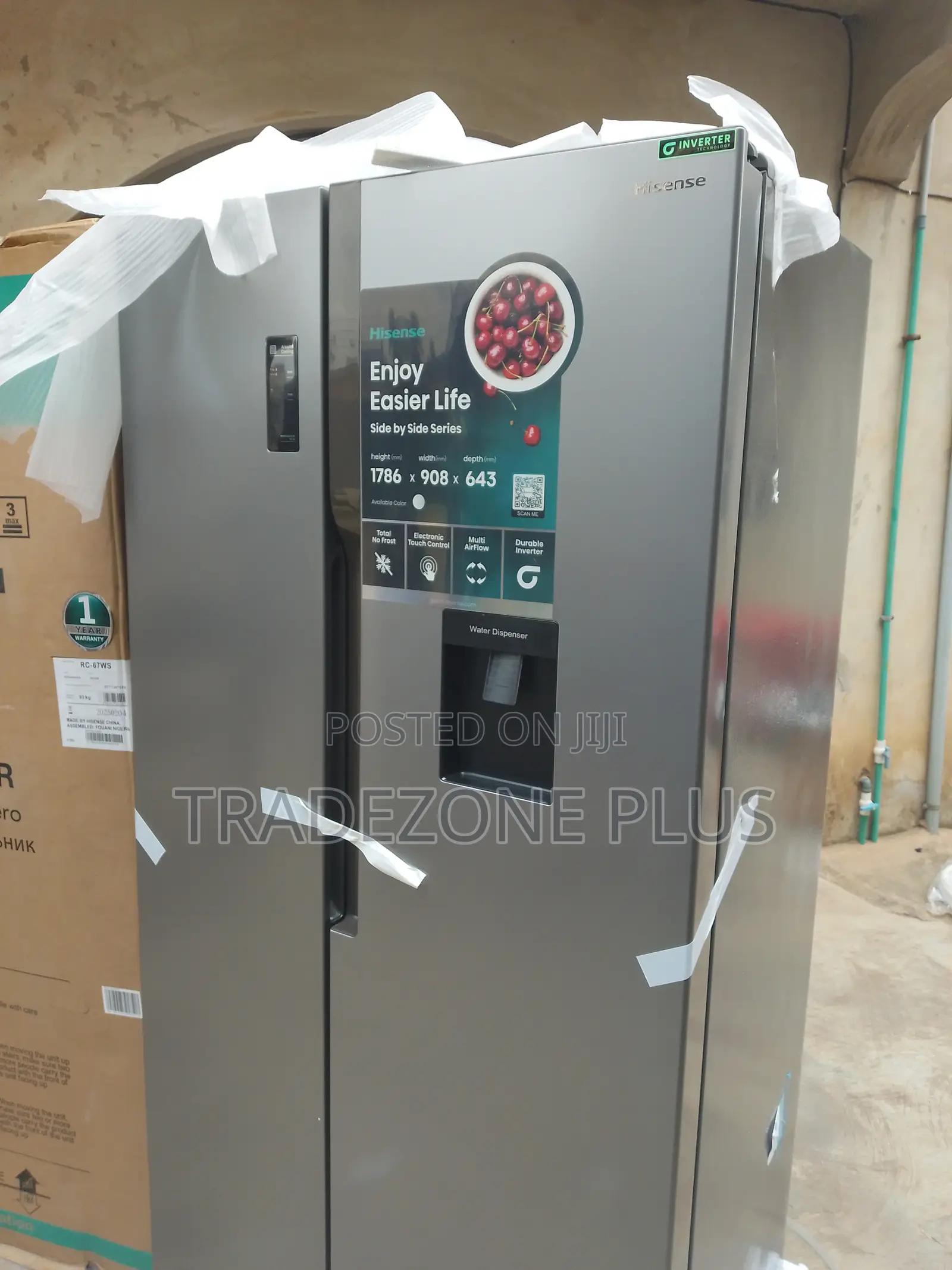 Hisense Rc-67ws Touch Control Side by Side Refrigerator