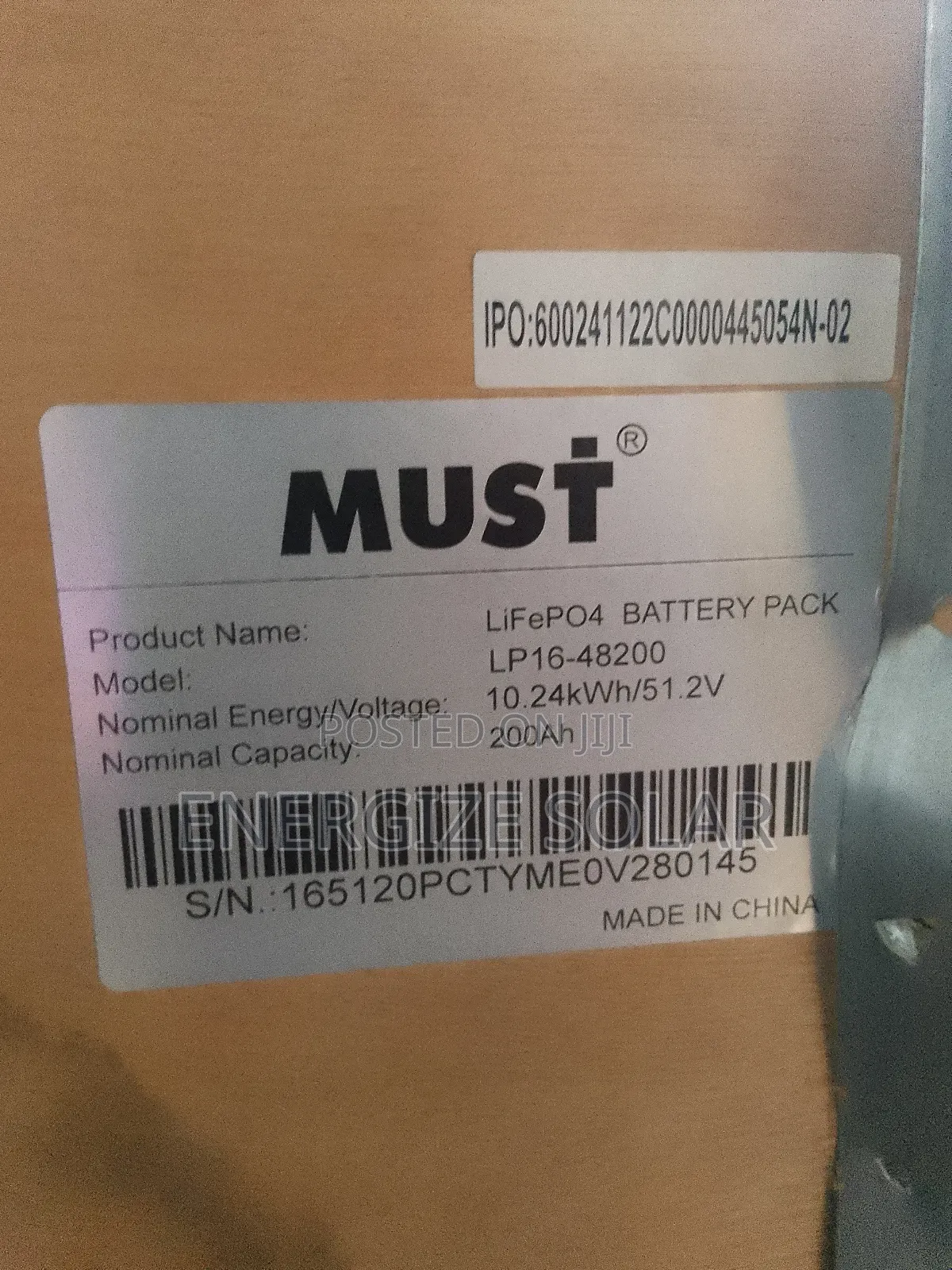 10kwh 51.2v Must Lithium Battery