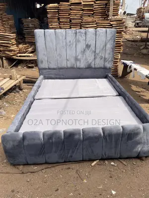 Grey 4.5 by 6 Fully Padded Bedframe