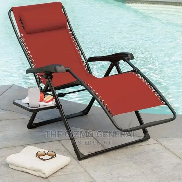 Anti -Gravity Chair With Side Table - Red
