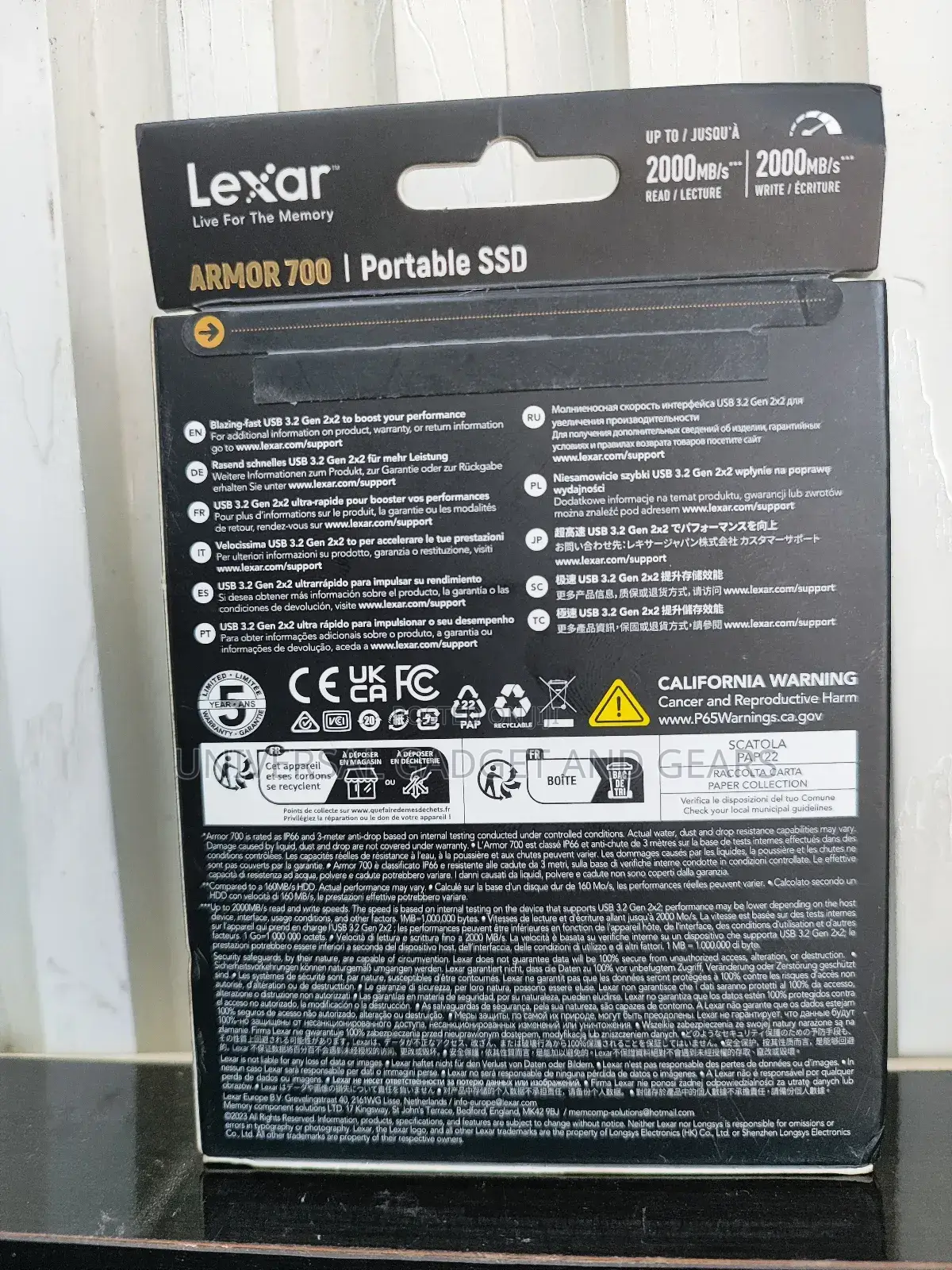 1tb Lexar Armor 700 Portable SSD (Usb 3.2 Gen 2x2 ) 2000mb/S
