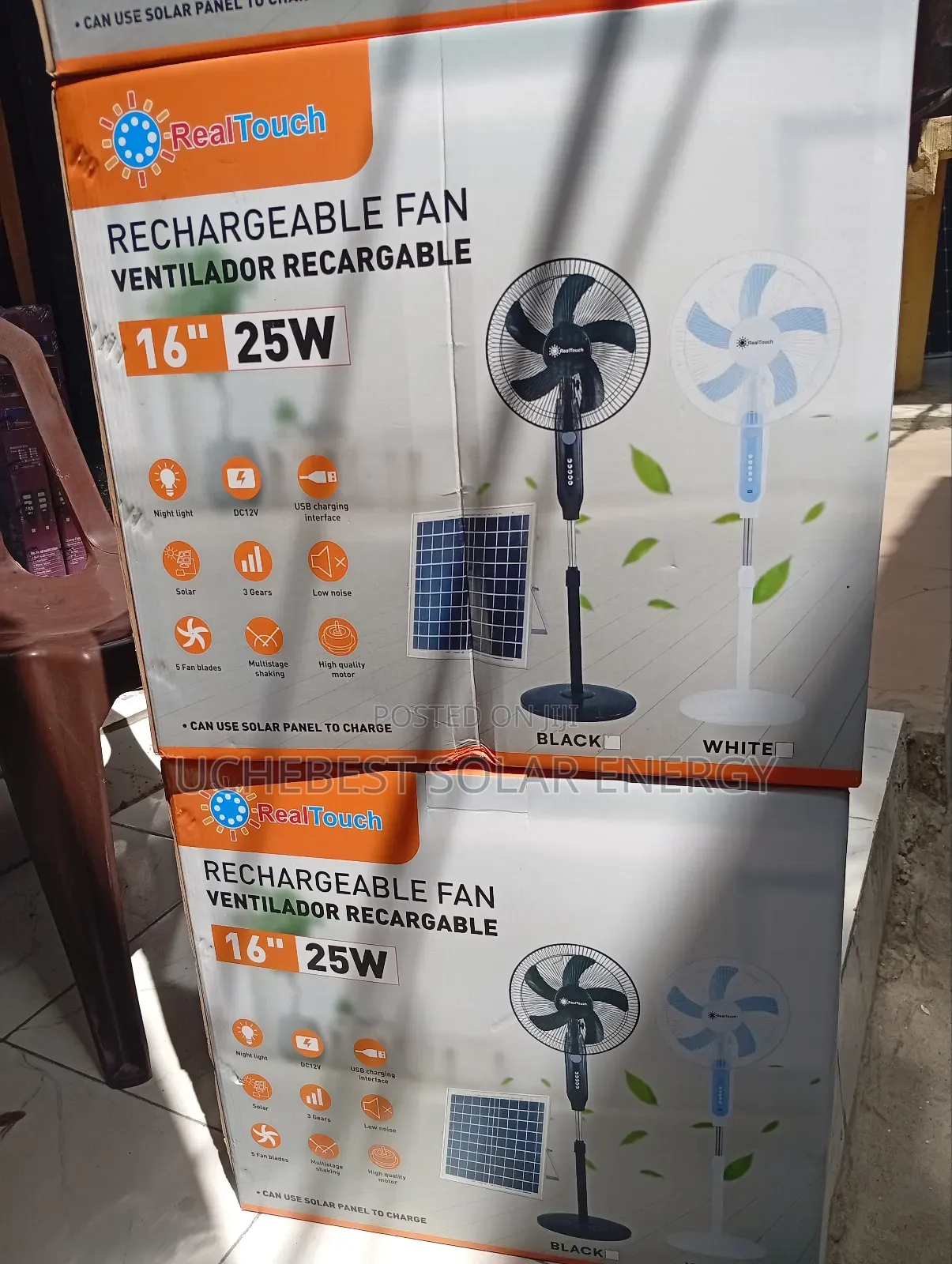 16inches/25w Rechargeable Fan With Panel