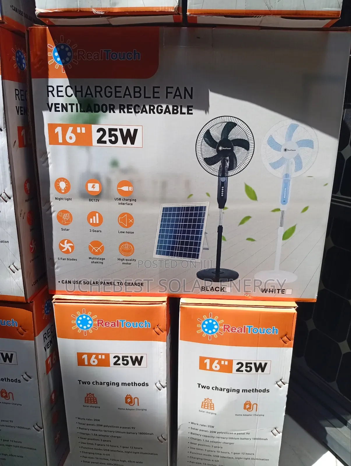 16inches/25w Rechargeable Fan With Panel