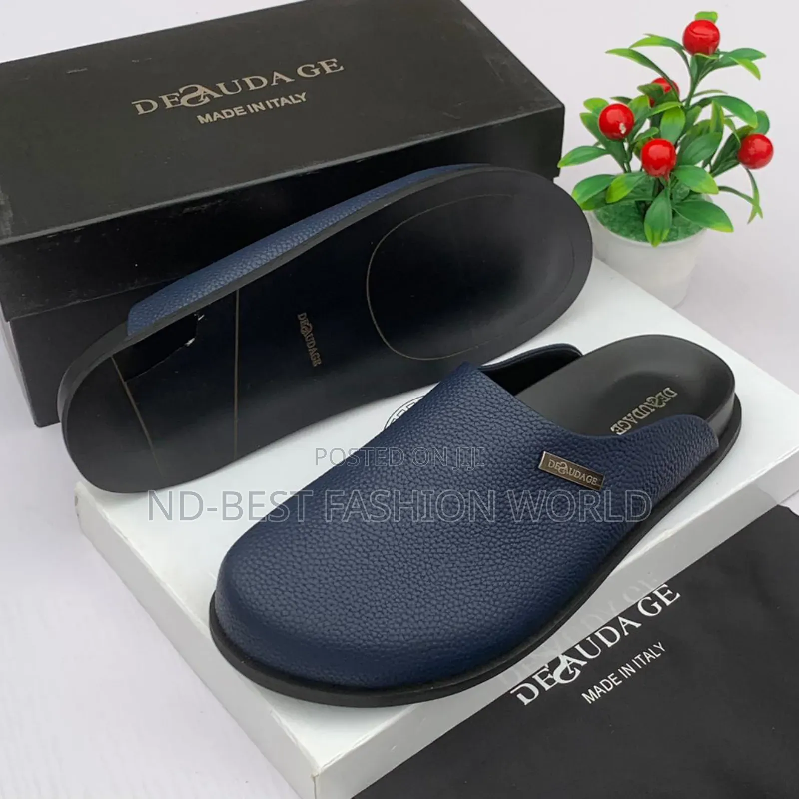 Quality Blue Leather Half Shoe