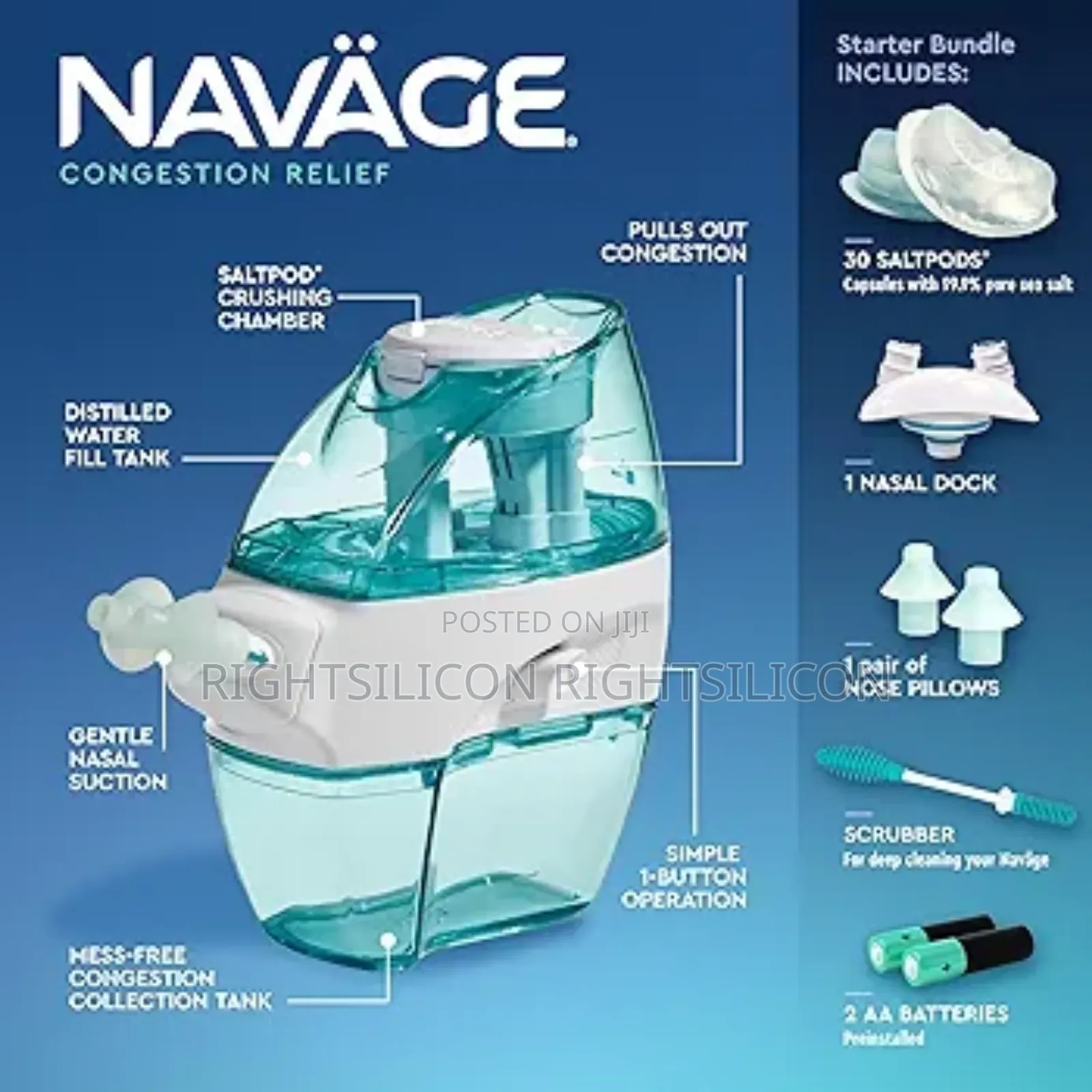 Usa Navage Starter Bundle - Nasal Irrigation System - Saline