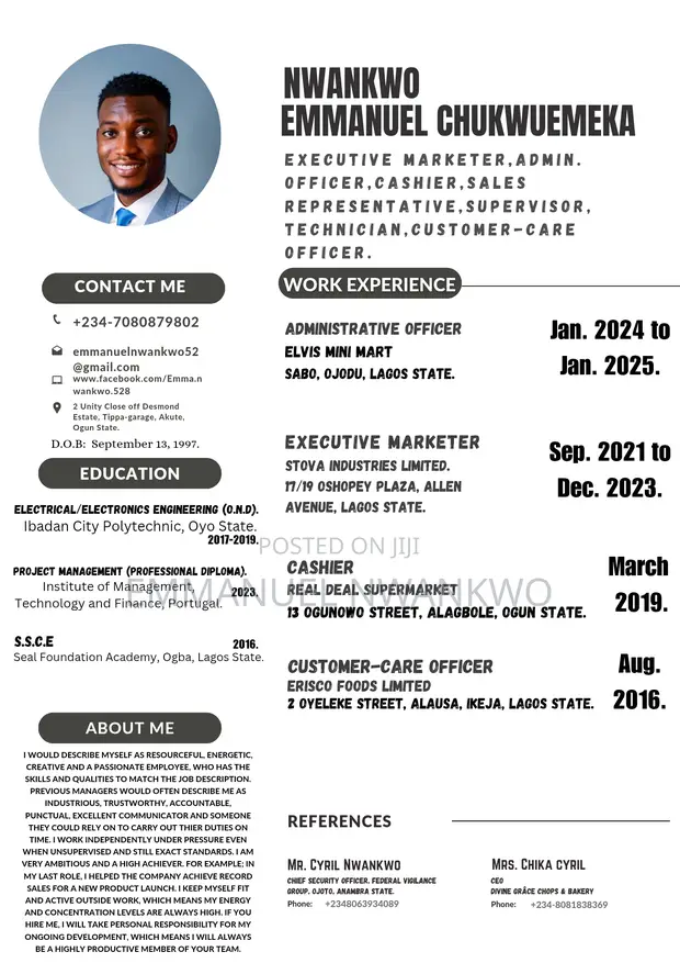 Zenith Bank Agent in Ifo Retail CVs, Emmanuel Nwankwo