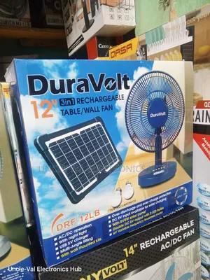 Duravolt 12" Rechargeable Table Fan 3in1