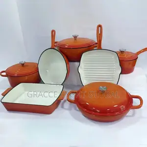 7pcs Enamel Cast Iron Pots and Pan Set