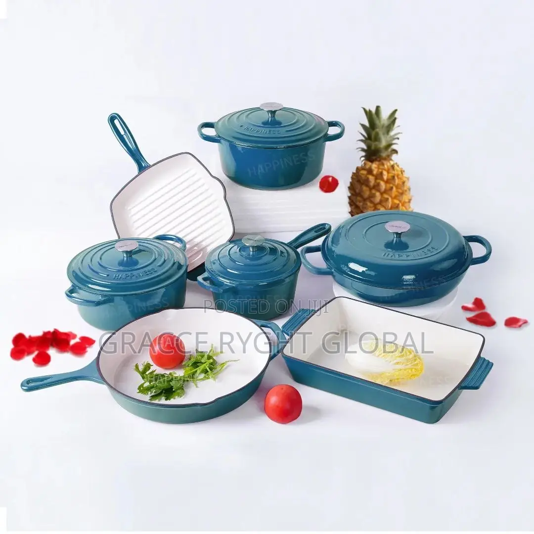7pcs Enamel Cast Iron Pots and Pan Set