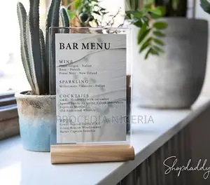 A5, A4 Acrylic Menu Holder With Wood Base, Pos, Flyer, Promo