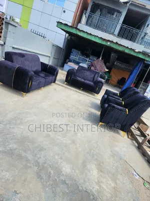 Seven Seaters Padded Sofa Fabric Chairs