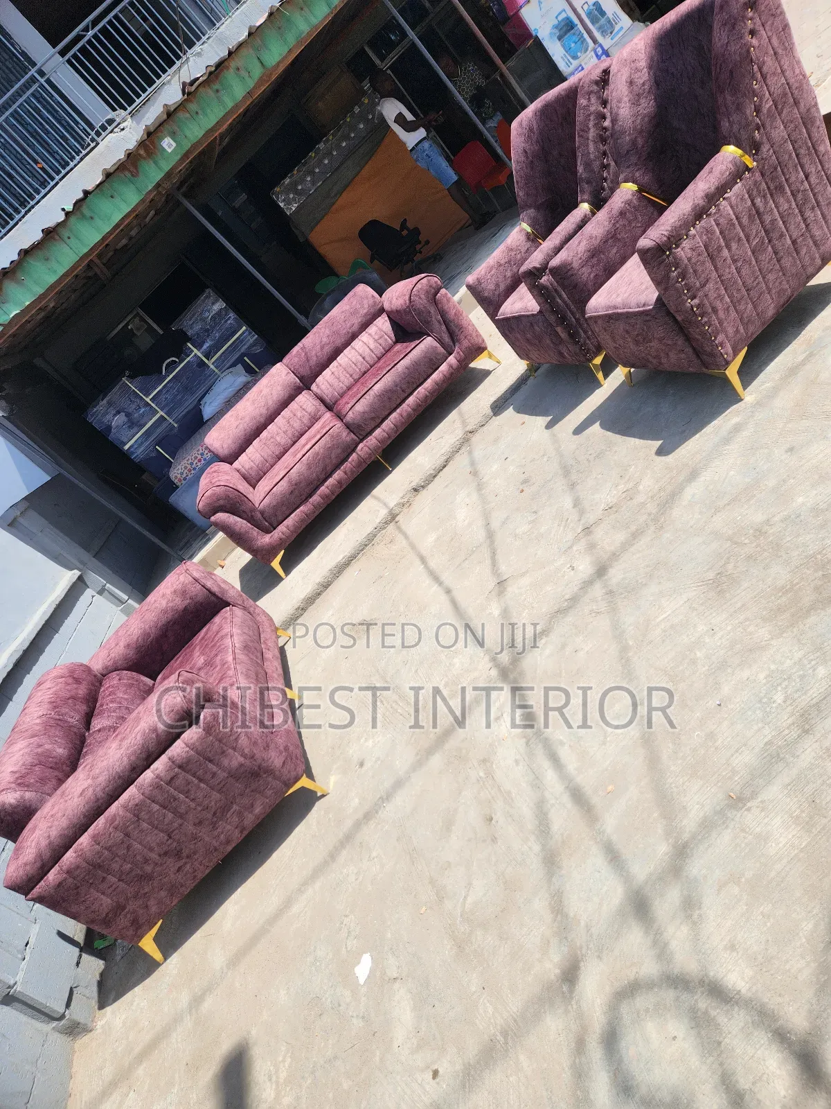 Padded Sitting Room Fabric Chairs.