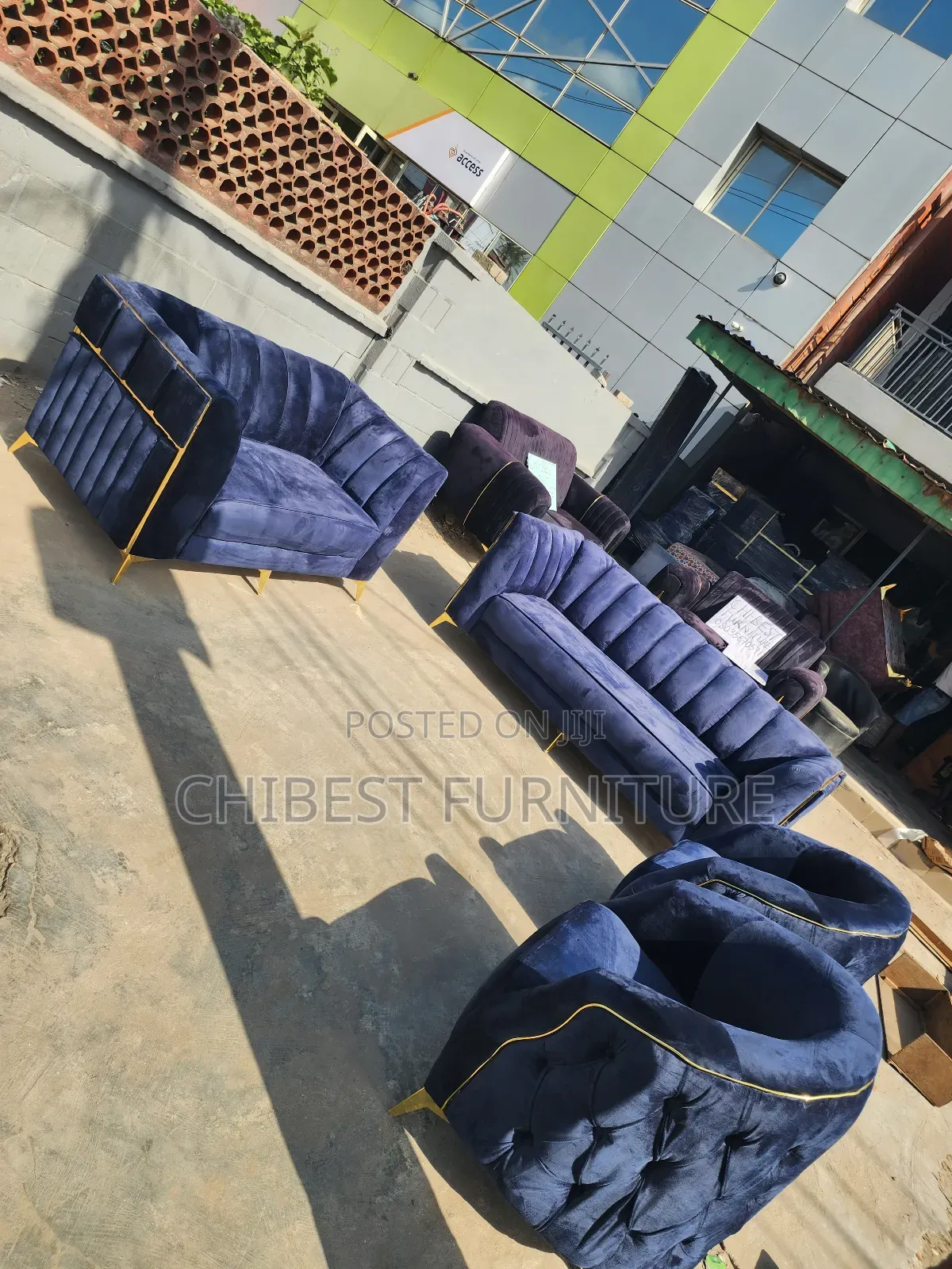 Set of Padded Sofa Fabric Chairs