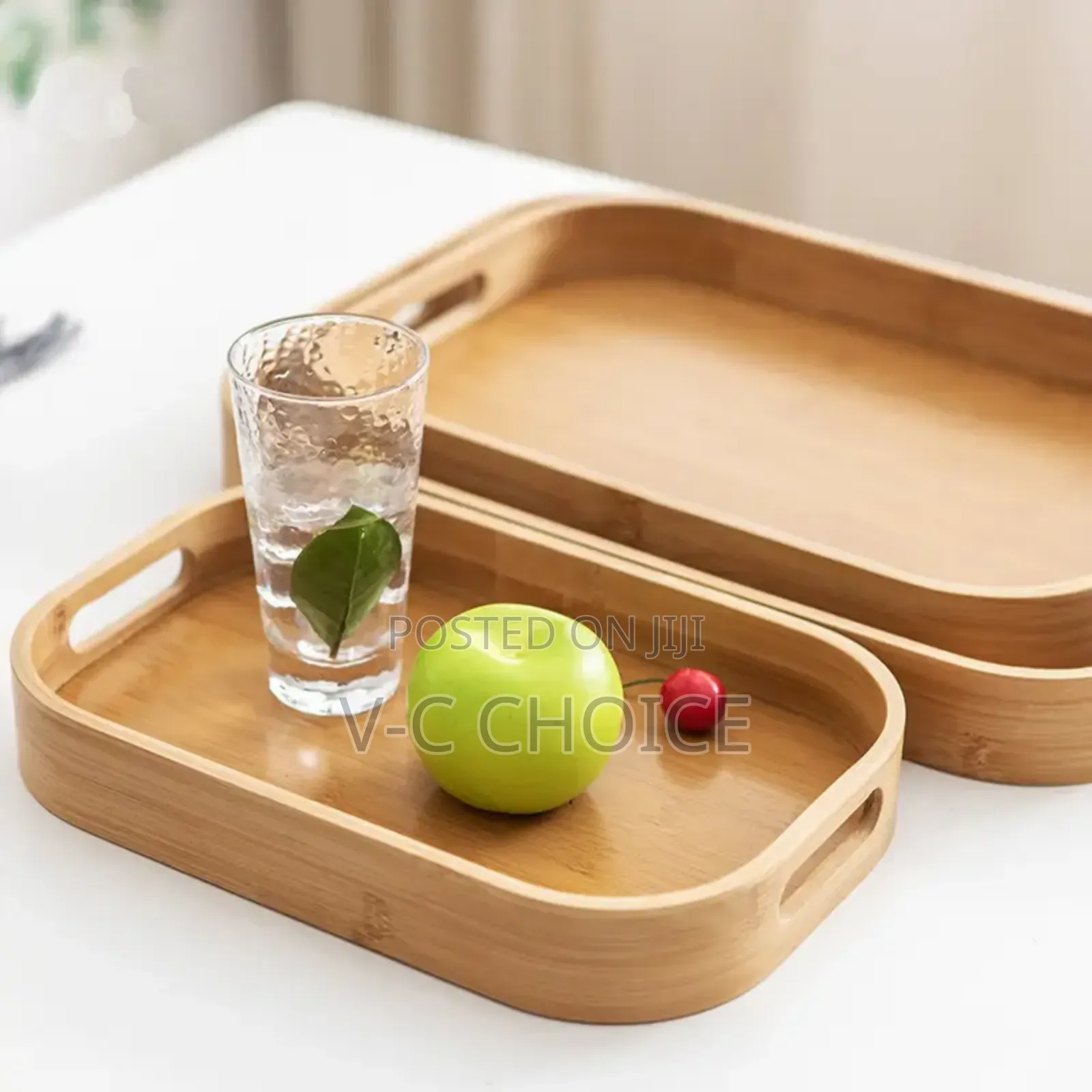 Multipurpose Round Rectangular Bamboo Wooden Servingtray3set