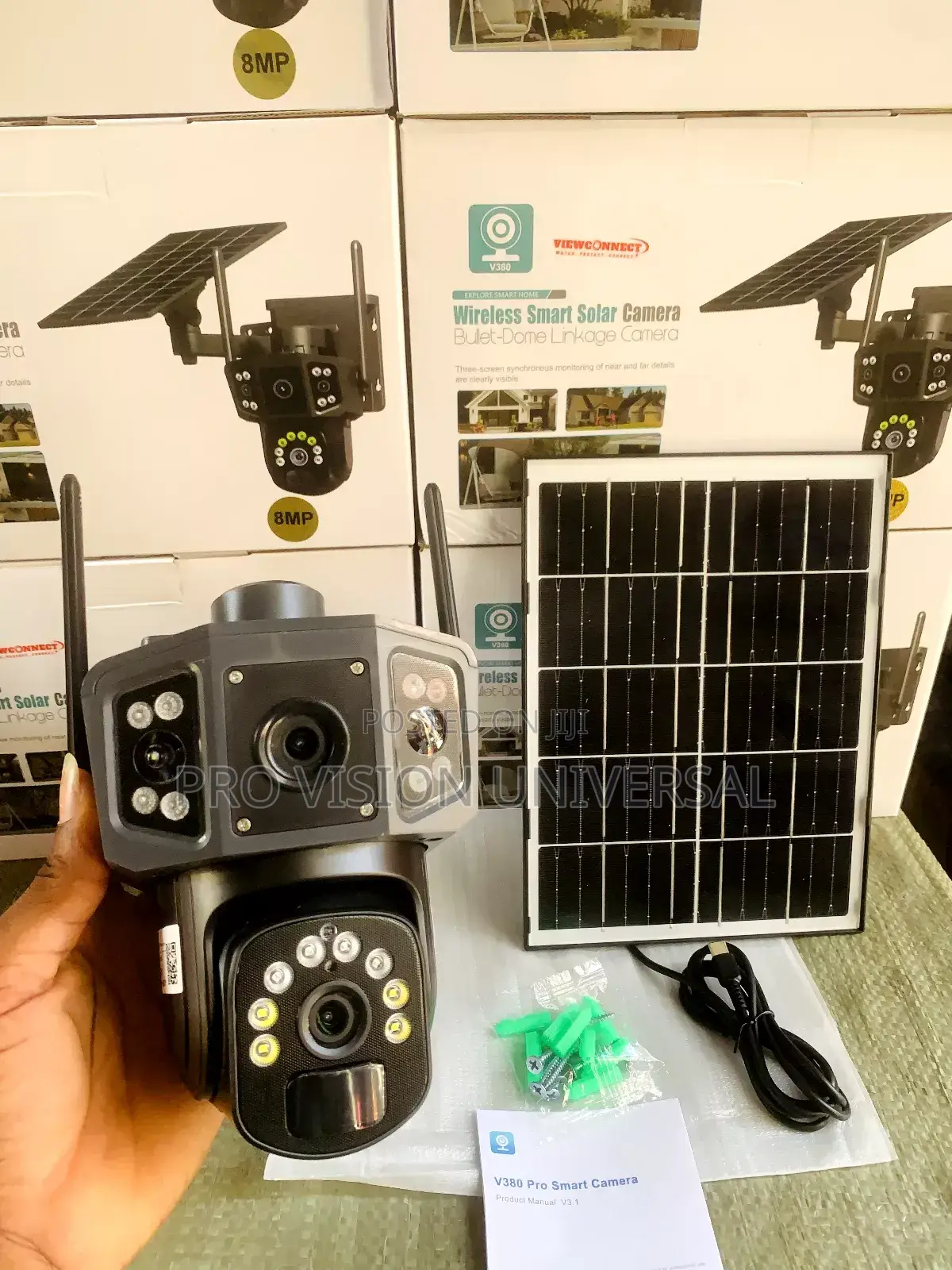 Solar Camera V380 3lens 8maga Pixel Also Has Motion Detector