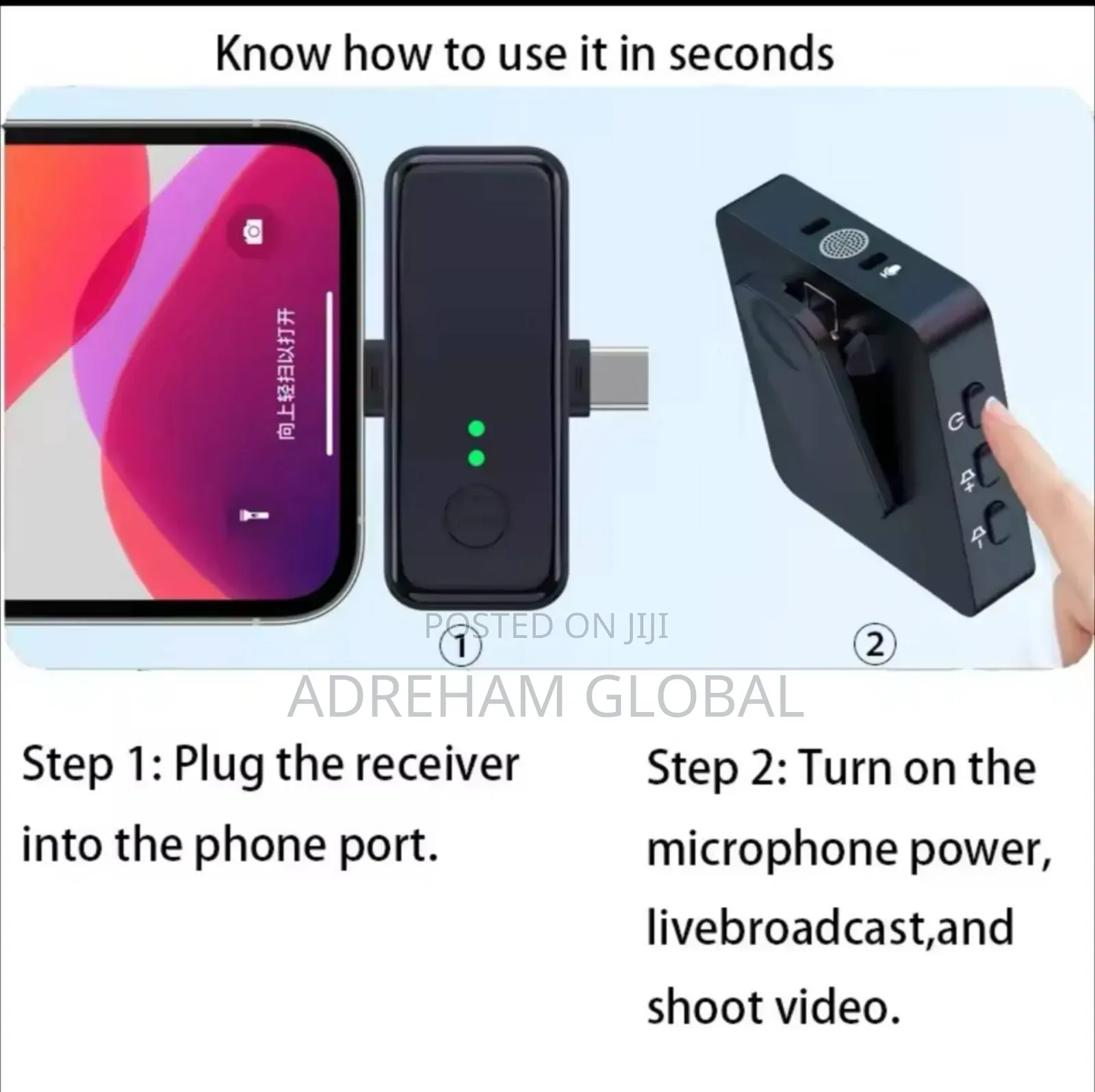 3-in-1 Wireless Collar Microphone,Noise Reduction,One-to-Two