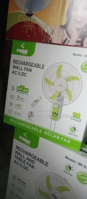 Iwin Rechargable Ac/Dc Wall Rechargable Fan,16",5-48 Working
