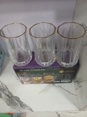 3pcs Muxi Glass Tumbler With Gold Line