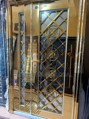 4ft by 7ft Gold _Gold Stainless Glass Door