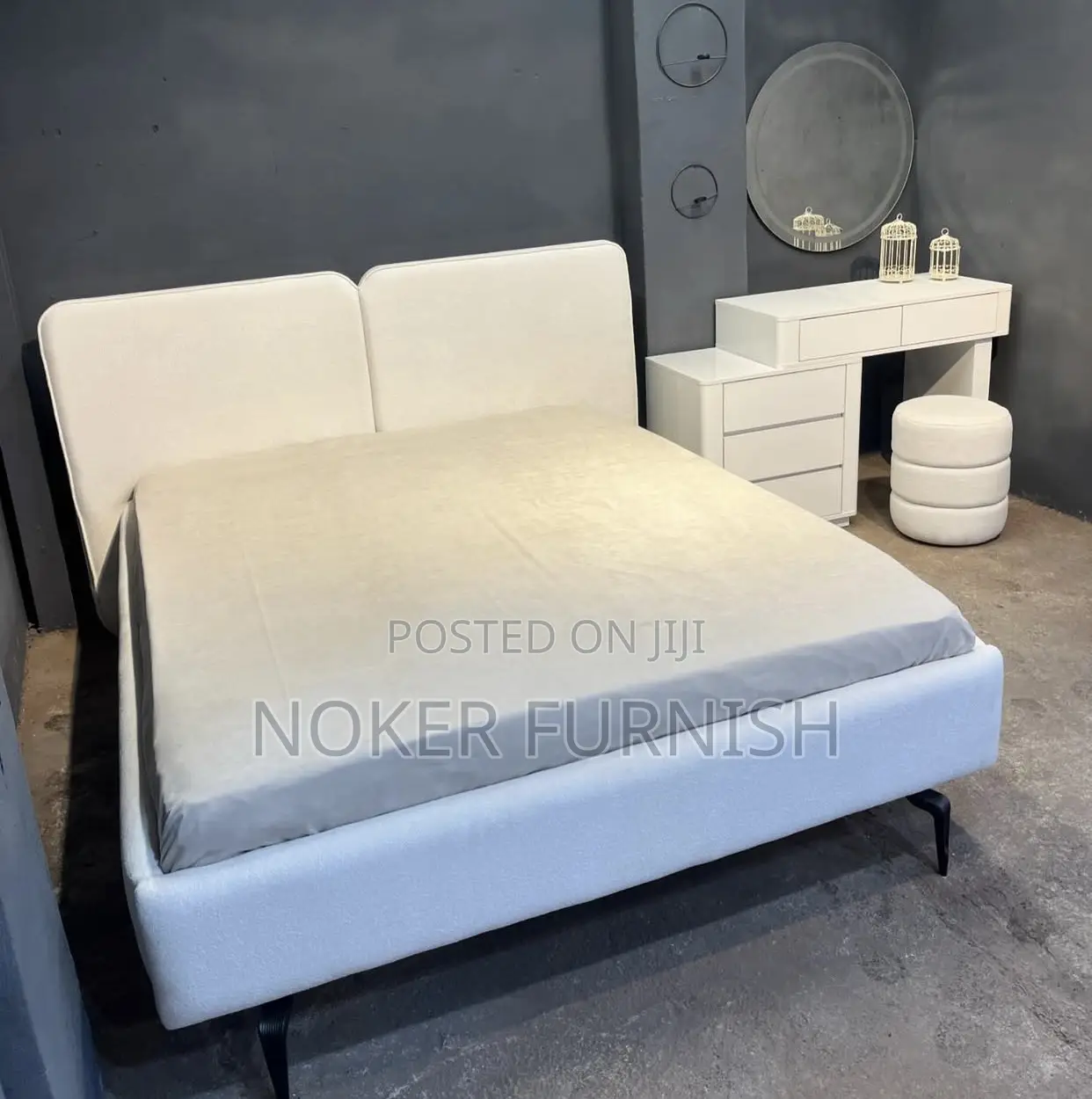 Bed Frame With Dresser Table and Mirror