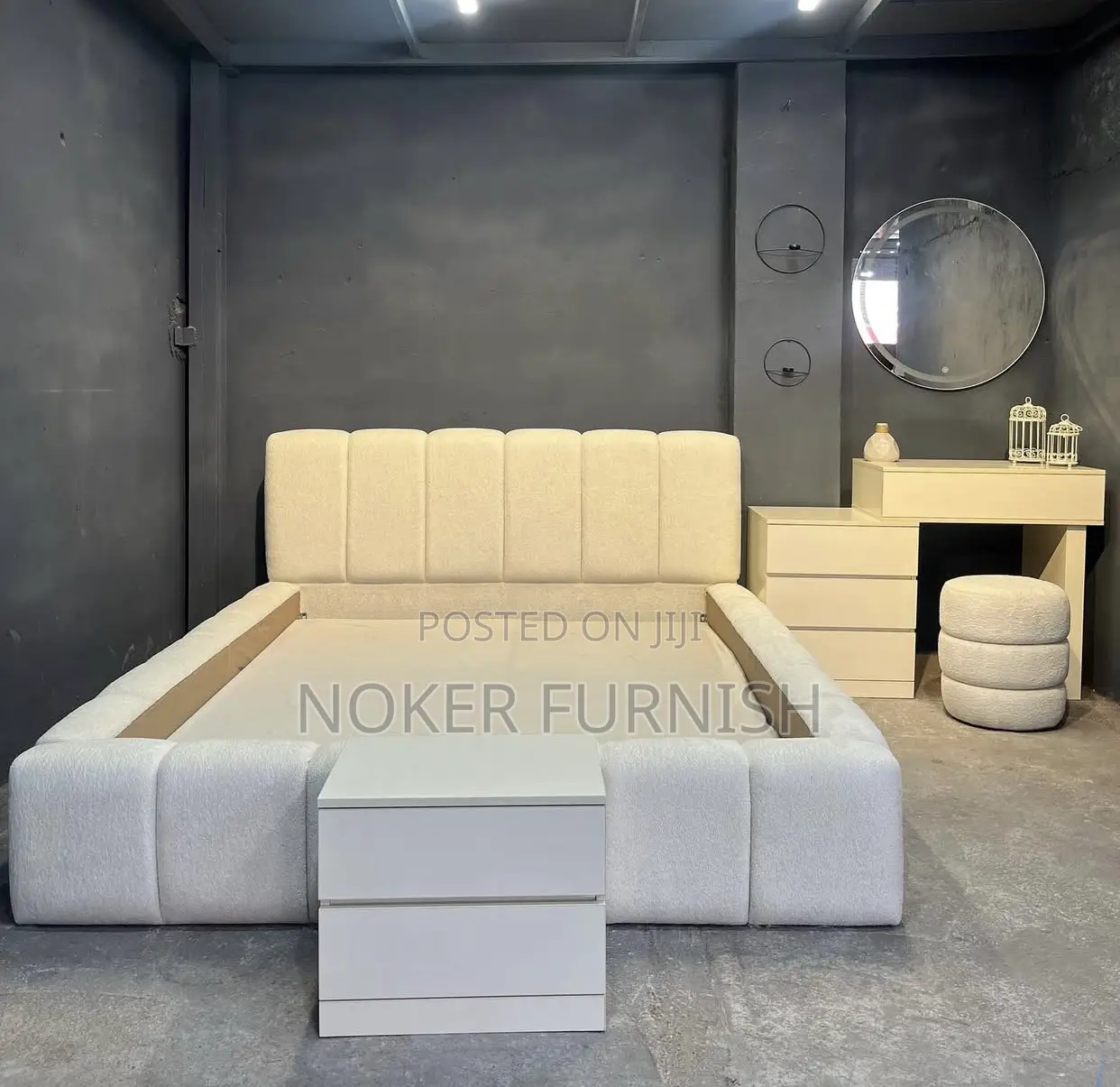 Bed Frame With Dresser Table and Mirror