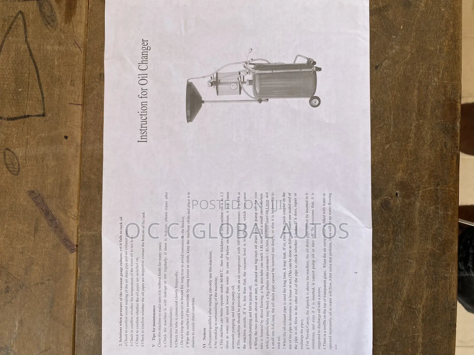 Instruction For Oil Changer