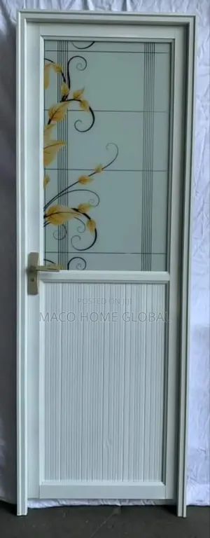 Aluminum Tampered Half Glass Toilet Door 750 Size