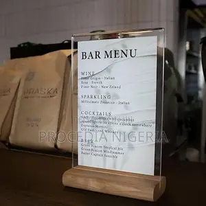 A5, A4 Acrylic Menu Holder With Wood Base, Pos, Flyer, Promo
