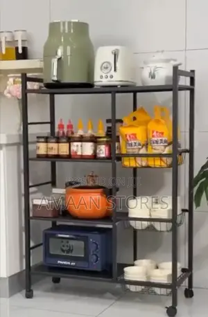 Black Metal Multipurpose Kitchen Rack on Wheels