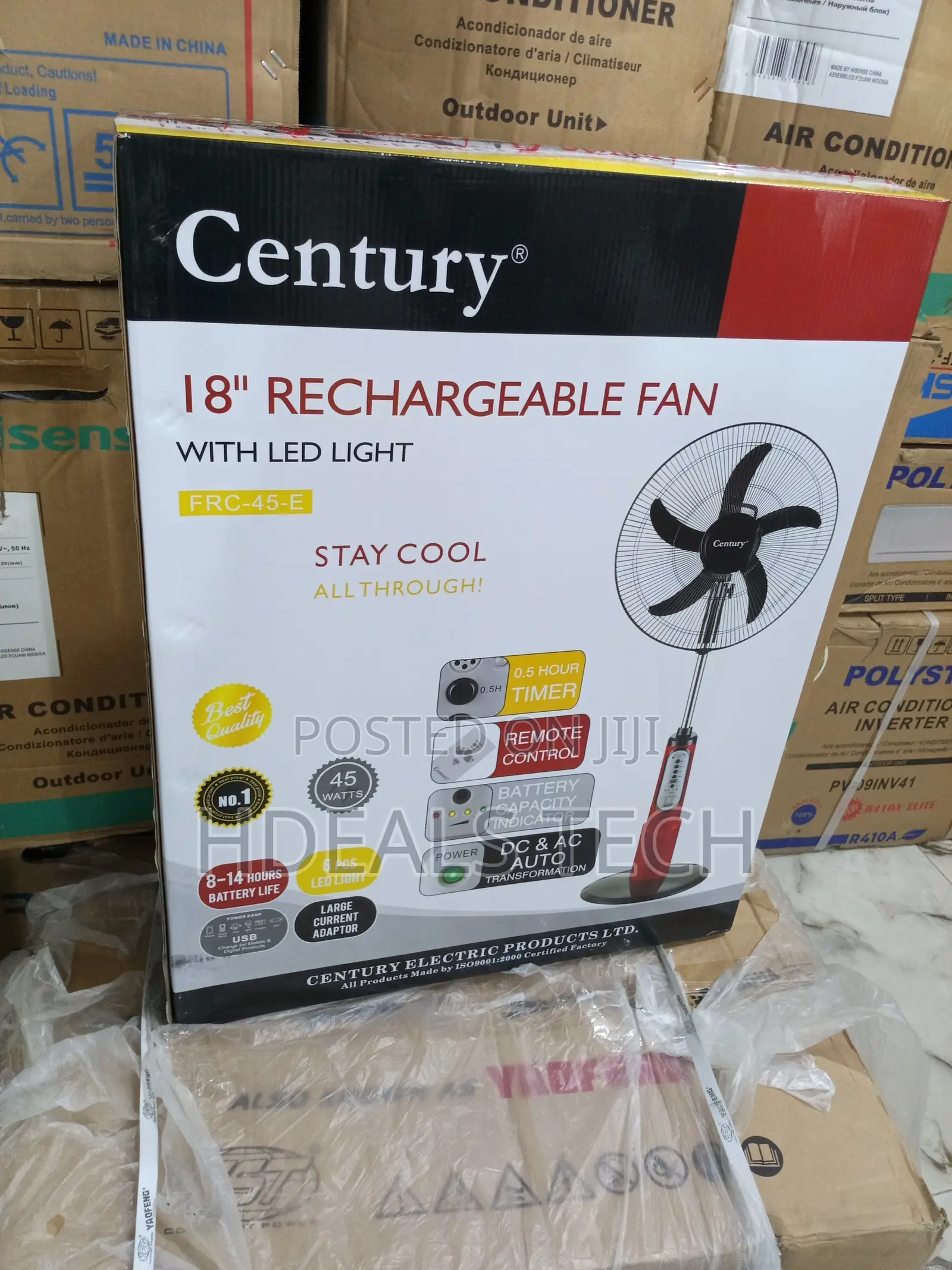 Century 18-Inch Dual-Function Rechargeable Fan With Led