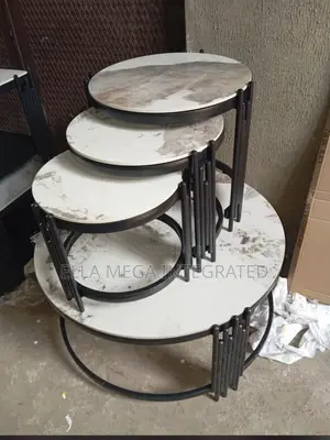 Marble Top Center Table With 3 Side Stools