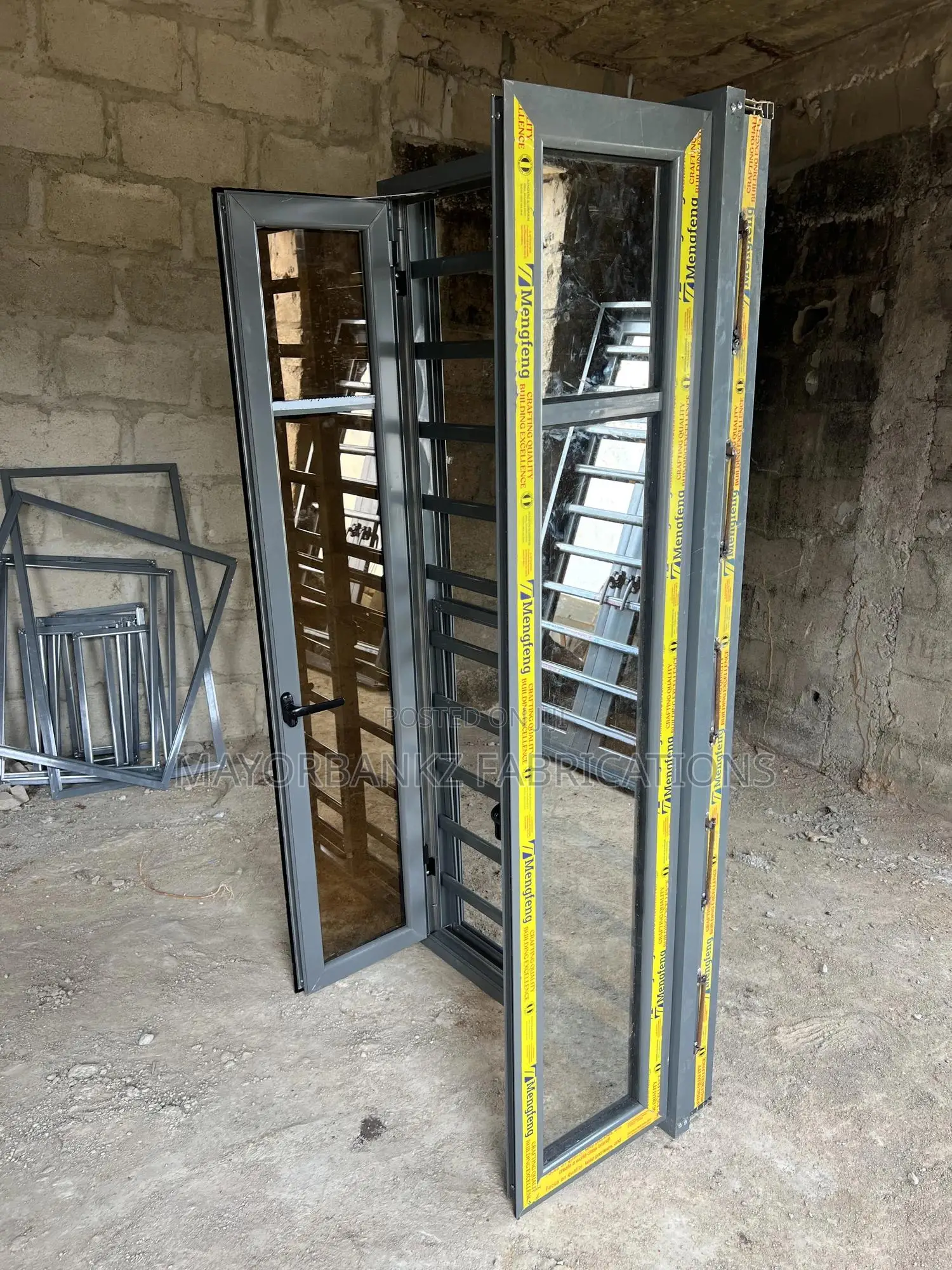 Gray Color 3in 1 Casement Window